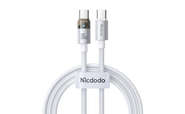 Mcdodo CA-5582 100W Type-C Super-Fast Charge & Data Cable with Charge Light (1.2M) - Silver